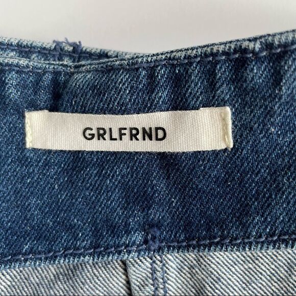 GRLFRND denim skirt ~ Button fly ~ size 24 ~ frayed hem - Picture 2 of 6